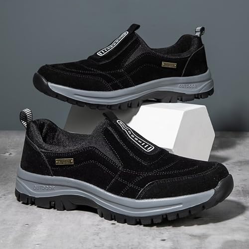 ZEPYFXIT Chaussure de Marche Homme Orthopédiques sans Lacets Baskets de randonnée en Plein air Chaussures Antidérapant à Enfiler Baskets De Trekking(Noir,46 EU) – vue 4