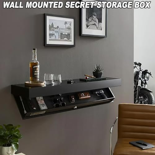 Étagère murale dissimulée avec compartiment secret mécanique rangement compact blanc - 2