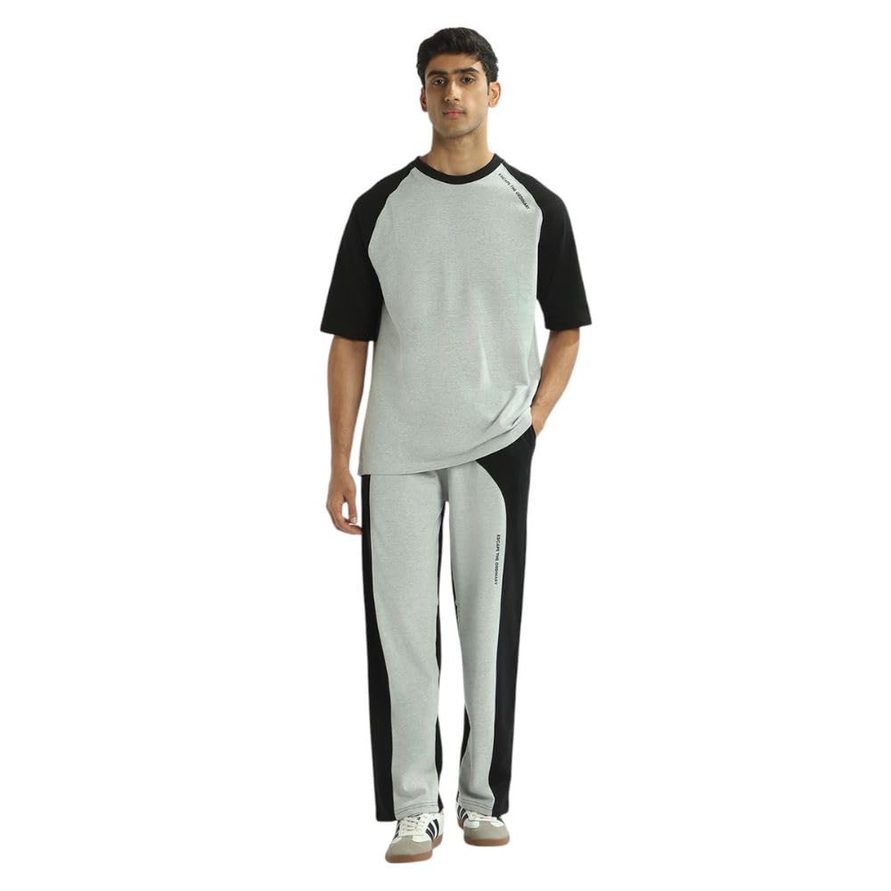 Men Oversized Fit Co-ord Set(1M-LWCS-R0200-GM4_Grey Melange_L)