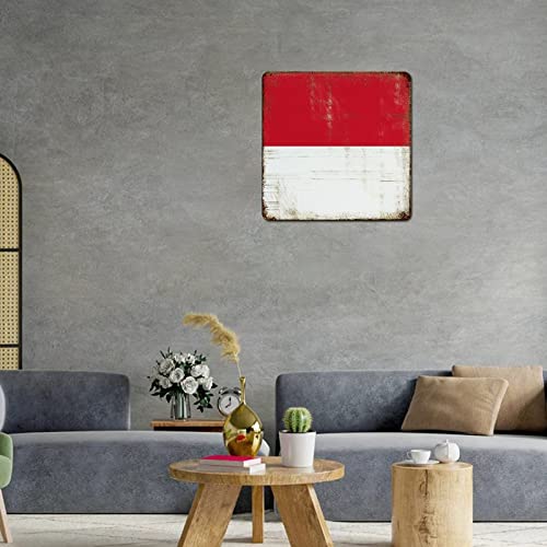 Drapeau Monaco panneau mural métal extérieur intérieur - Décoration maison cuisine - 7