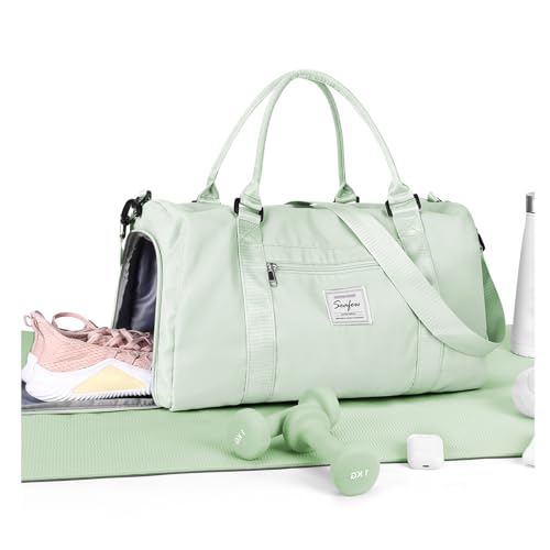 Image of Gym Bag Womens Mens with Shoes Compartment and Wet Pocket Travel Duffel Bag for Women for Plane Sport Gym Tote Bags Swimming Yoga Small Waterproof Weekend Overnight Carry on Bag Hospital Holdalls