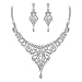 EVER FAITH Bridal Silver-Tone Vase Flower Clear Austrian Crystal Necklace Earrings Set