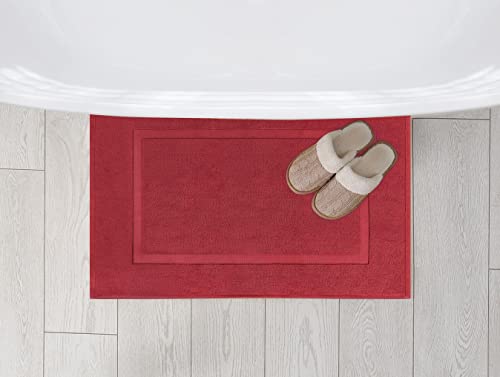 Utopia Towels Cotton Banded Rug, Bath Mats, Not a Bathroom Rug, 21 by 34 Inches, 100% Ring Spun Cotton, Highly Absorbent Shower Bathroom Floor Mat, Red, 2 Pack