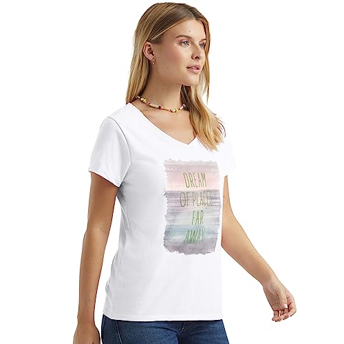 Hanes Women's Short Sleeve V-Neck Graphic T-Shirt #TOP2