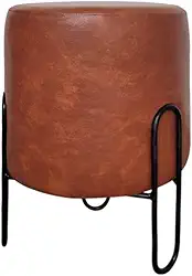 Puff Banqueta Redondo de Ferro Couro Sintético Sala Quarto Whisk