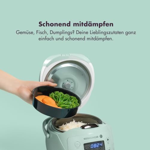 Foto von REISHUNGER Digitaler Reiskocher klein – 0,6 L bis 3 Personen – Weiß