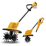 Akku-Bodenhacke für Dewalt 18V,20v Akku, 800W Faltbar Gartenfräse Elektrisch, Bürstenloser Motor, 387 U/Min Geschwindigkeit, 18CM Arbeitstiefe und 20CM Arbeitsbreite (Ohne Akku)
