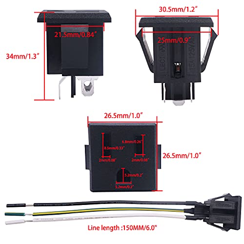 weideer 3Pcs 3 Pins US Power Socket Plug Panel 15A 125V AC Panel Mount Outlet Industrial Plug Female Connectors Adapter With 18AWG Connection line K-019-X