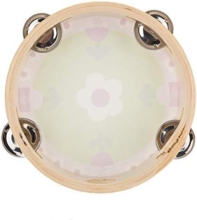 15cm Wooden Handheld Tambourine Maple Wood Hand Drum Bell Musical Percussion Instrument for Party Kids Educational Instrument Toy Gift(Four flowers bloom) 7 41ffZFUqsVL. AC