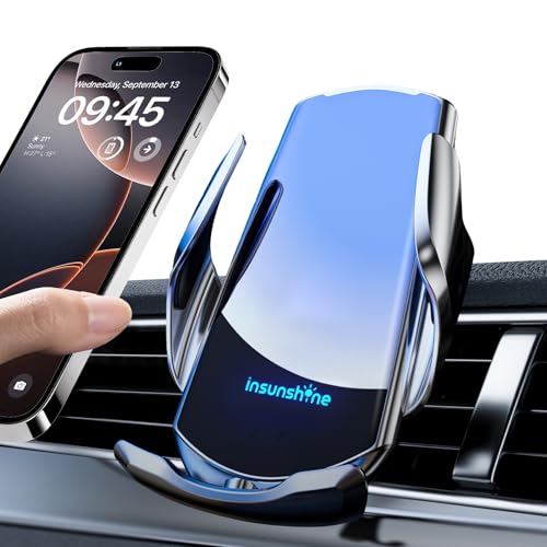 Insunshine Wireless Car Charger, MAX 15W Fast Charging Auto Clamping, Sensing Phone Holder Mount...