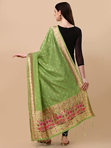 Image of DEVANGI Women's Woven Banarasi Silk Dupatta /Chunni For Women, Floral Print 1 Meter Wide and 2.3 Meter Length Printed Designer Dupatta /Chunni For Girls