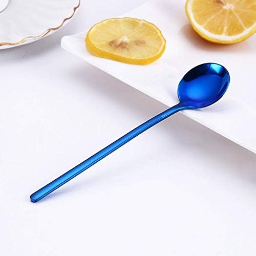 Spoons Electroplated Stainless Steel Coffee Spoon Can Be Used for Dining Table, Coffee Shop, Long Handle Teaspoon Hot Drink Tableware Size: 3 * 13cm (Color : D) (F)