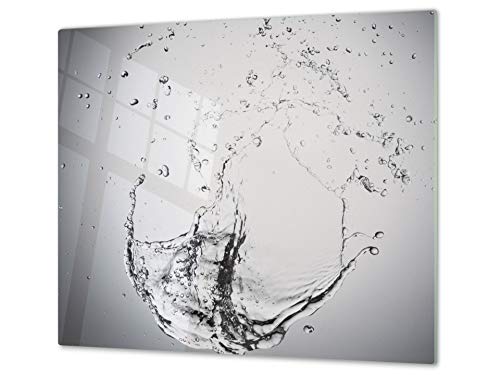 Cubre vitro de cristal templado – Protector de encimera de vidrio templado – Resistente a golpes y arañazos – UNA PIEZA (60 x 52 cm) o DOS PIEZAS (30 x 52 cm); D02 Serie Agua: Gotas de agua 1