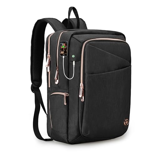 Swissdigital Design Laptop Backpack for Women,With USB Charging Port Computer Work Backpack,Fits 15.6 Inch Laptop Travel Casual Backpack,Black | SD1006-01