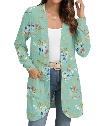 Image of YSYOKOW Cardigan Sweaters for Women Long Sleeve Open Front with Pockets | Long Cardigans for Women Lightweight Soft Casual Dressy Loose Fit Cardigan Sweater with Pockets for Work and Office