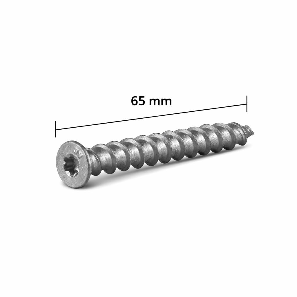 ESSVE Viti per calcestruzzo C4 (CorrSeal) 8,0 x 65 mm, per calcestruzzo aerato e cemento a gas (Ytong, Siporex, Leca), TX30, in acciaio temprato, senza preforatura, ESSBOX + sistema (8,0 x 65)
