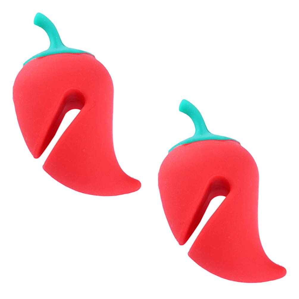 Spill Proof Lid Lifter 2pcs Anti Spill Lid Stand Heat Resistant Pot Pan Lid Holder Pepper Silicone Steam Release Pot Lid Rack for Kitchen Cooking Helper Let Steam Release