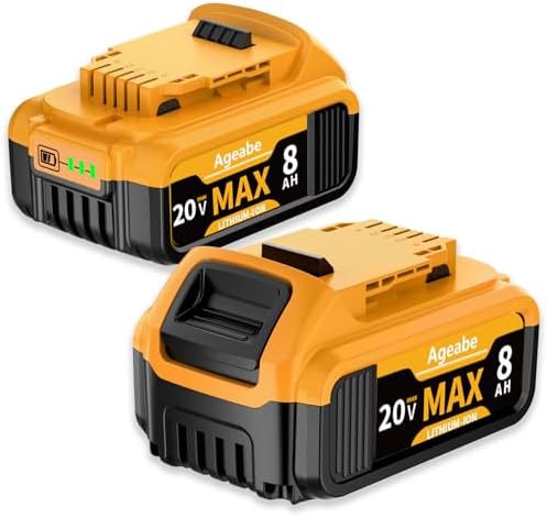 2 Packs 8.0Ah Replacement for Dewalt 20V Max Battery Compatible with DCB208 DCB207 DCB206 DCB204 DCB203 DCB201 DCB200 Longer Runtime for Dewalt 20V Tools and Original Chargers