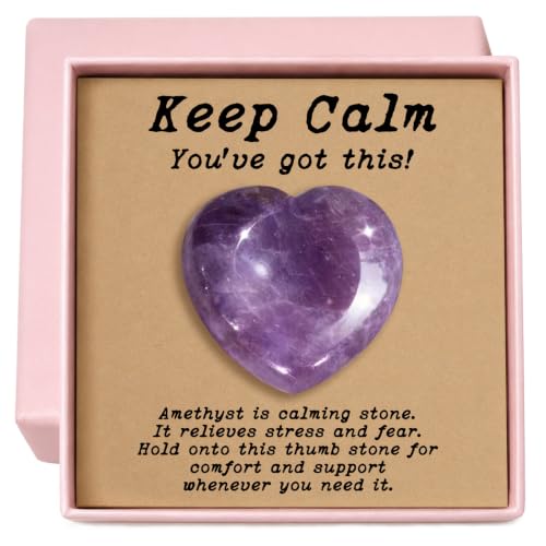 Taxhtext Anxiety Support Gift for Women - Amethyst Crystal Worry Stone, Stress Relief Thumb Stone, Thinking of You Comfort Gift, Inspirational Keepsake for Friends Family & Loved Ones (Amethyst)