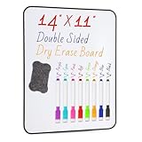 Small White Dry Erase Board Double Sided，Small Dry Erase Board 14x11 Inch,Mini White Board with 8 Markers for Students Office Kitchen