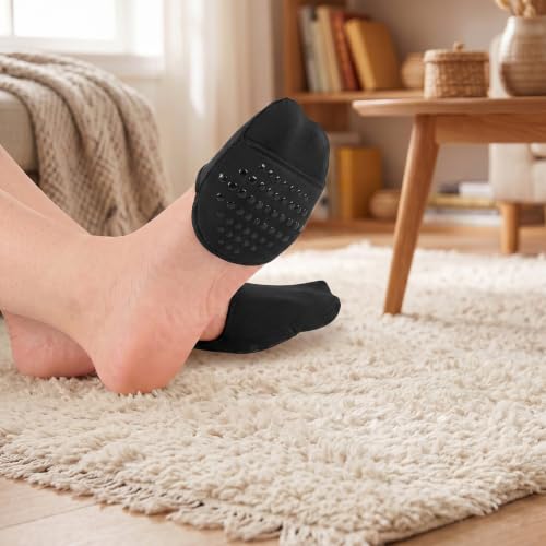 Image of Gjinxi 4 Pairs Ball of Foot Cushion Socks Toe Cover with Padding | No Show Half Sock Women Toe Topper Liner Socks with Sponge Cushion