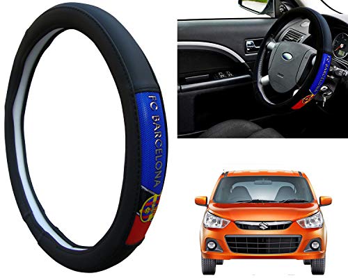 Image of WolkomHome Ring Type Car Steering Wheel Cover (Black Barcelona) for Maruti Alto K10 Old
