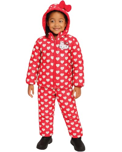 Image of Hello Kitty Toddler Girls' Snowsuit Set - 2 Piece Ski Jacket and Snow Bib Pants Set for Toddlers and Little Girls (3T-7), Size 3T, Kitty Red