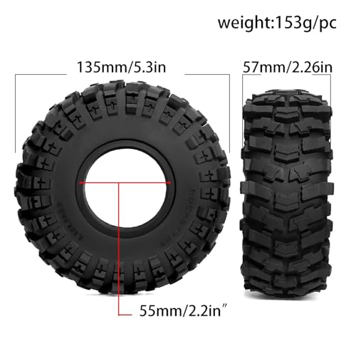 Pneus RC caoutchouc de haute qualité 133mm pour Axial Wraith et Capra