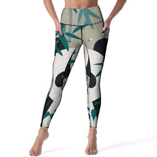Legging Femmes Panda Naturel : Pantalon de Sport et Yoga Taille Haute en Taille S