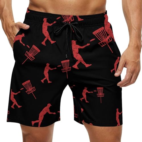 Disc Golf Icon Basket Mens Swim Trunks Shorts Beach Pants Swimming Trunk Mesh Lining with Pockets