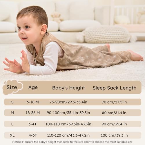 Unnivoll Baby Sleeping Bag with Feet, 1.0 Tog Sleeping Bag, Baby Summer, Pack of 2, Cotton Sleeping Bag with Legs, Baby Sleeping Bag, Soft, 80 cm for Boys and Girls, Beige Sun - View 8