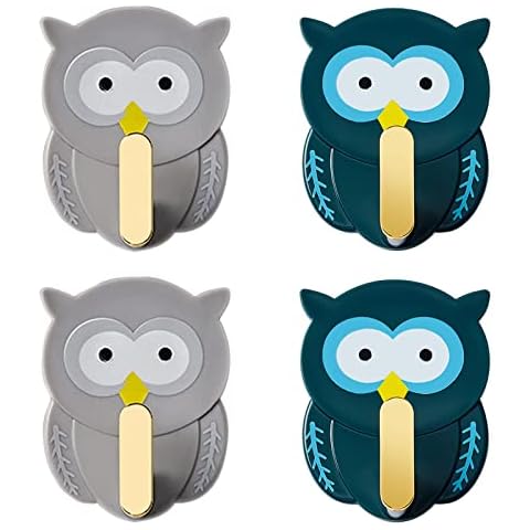 ESPETIO Hooks for Hanging, Wall Hooks for Keys Towels Purses Hats Caps Scarves, Decorative Hook for Bathroom Door Kitchen Shower Room Office Desktop Organizer - 4PCS(Grey Blue) Cover