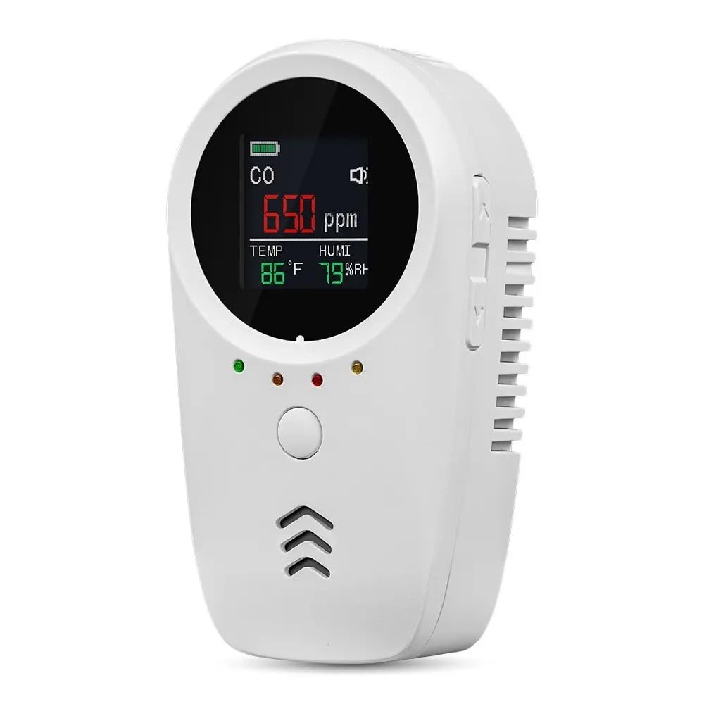 Detector de gas montaje en pared 4 1 con monitor temperatura y humedad CO LPG, batería integrada para oficina casa