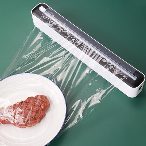 Sonile Plastic Wrap Dispenser with Cutter | Black | Fits 12-Inch Wide, 100-Foot Rolls (Up to 1.65\" Diameter) | with Cling Film | Magnetic & Suction - Thumbnail 6