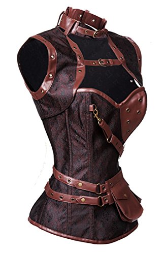 Blidece Women's Steampunk Spiral Retro Goth Steel Boned Vintage Retro Corset Tops Bustier Large #TOP1