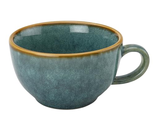 Image of Bodhi House Ceramic Soup and Coffee Wide Large Mug with Handle - Set of 1, 250 Ml Glossy Finish | Microwave and Dishwasher Safe | for Maggi, Cappuccino, Latte, Green Tea - Ocean Green