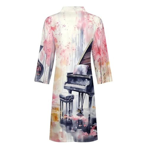Ropa de dormir de piano para hombre camisón de acuarela ligero y largo suave 6