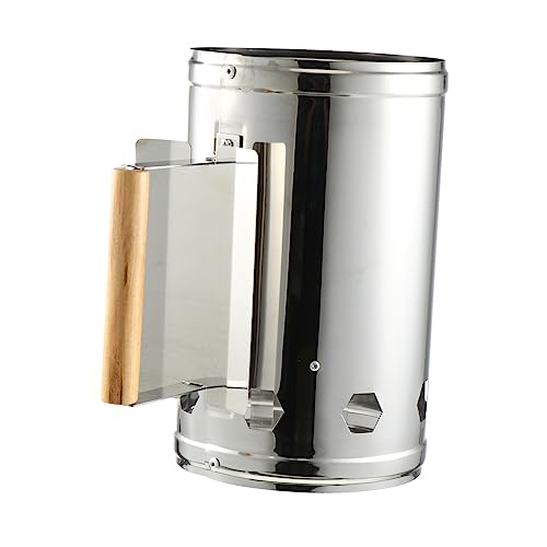 BESPORTBLE Accendifuoco per Barbecue in Metallo, Stufa di Accensione Rapido per Barbecue, Manico in Legno e Scudo Termico, per Barbecue All'aperto, Giardino e Campeggio