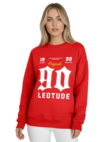 Image of LEOTUDE Women's Boyfriend /Loose Fit Full Sleeve Drop Shoulder Loopknit Round Neck Sweatshirt (Color Navy)