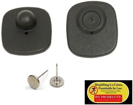 1000 Checkpoint Compatible 8.2MHz Mini Sensor Hard Tag Black with pin + 1 Loss Prevention Sticker