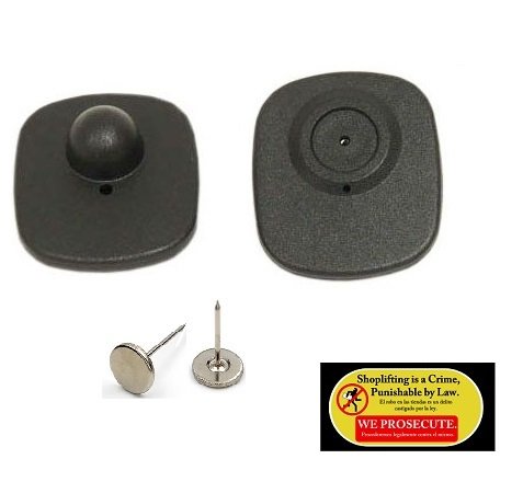 1000 Checkpoint Compatible 8.2MHz Mini Sensor Hard Tag Black with pin + 1 Anti Shoplifting Sticker