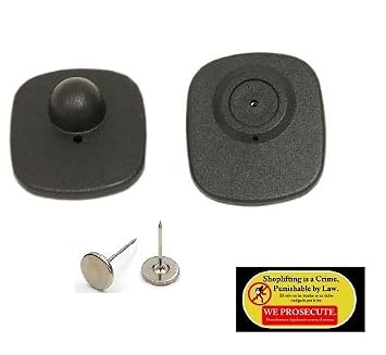 1000 Checkpoint Compatible 8.2MHz Mini Sensor Hard Tag Black with pin + 1 Loss Prevention Sticker