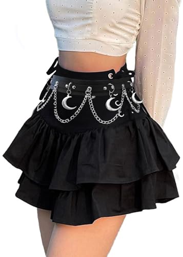 Mini jupe sexy Y2k taille haute extensible pour soirée gothique et rave