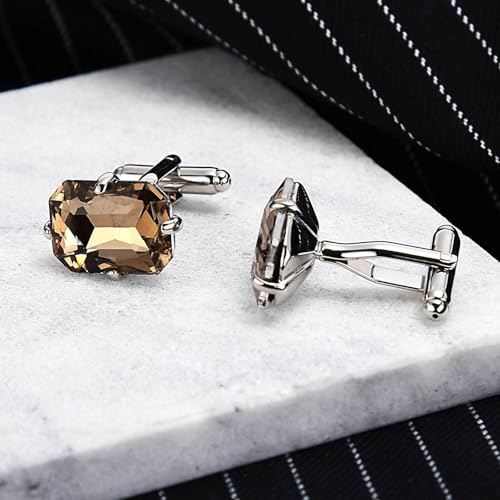 Gemelos de acero inoxidable champán con cuatro garras como regalo de bodas para hombres 4
