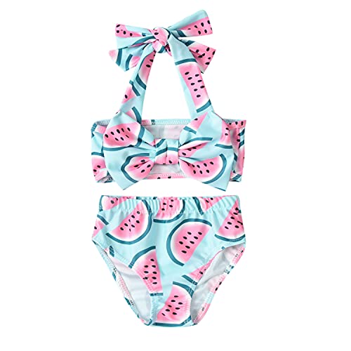 Image of Aalizzwell Baby Girl Bathing Suit, Toddler Girls Two Piece Swimsuit Halter Top Bikini Bottoms Swimming Suit