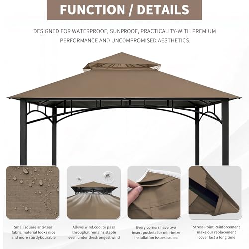 Vantco Beige Replacement Gazebo Cover Compatible with ABC 9X9ft by Vantco - Used condition - Image 3