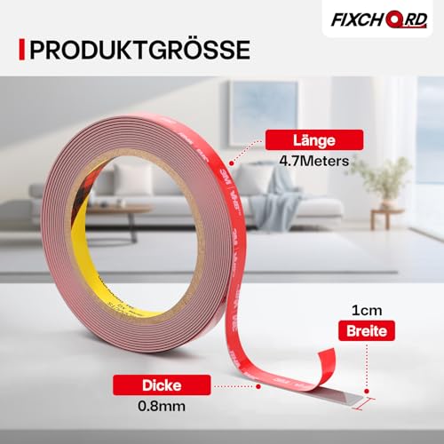 Doppelseitiges Klebeband Extra Stark, Schaumstoffband Klebeband, Montageklebeband Wasserfest und Hochtemperaturbeständig für Auto, LED-Lichtband, Heim - und Bürodekoration, Grau (15.4FT×0.39IN)