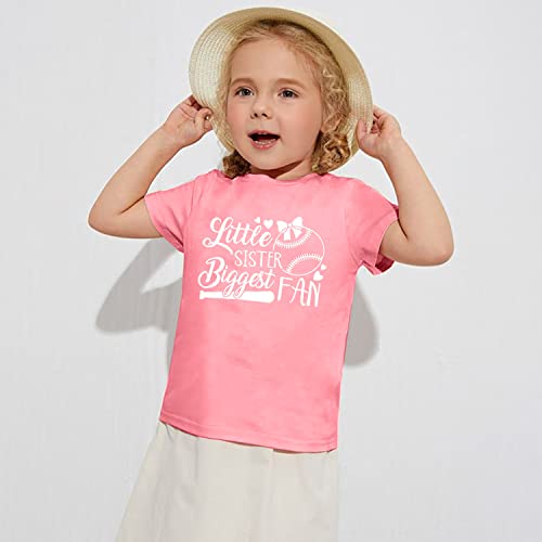 Image of FRYAID Toddler Baseball Sister Shirt Baby Girl Baseball Outfit Big Sister Shirt Birthday Girl T-Shirt Summer Cotton Tee Top