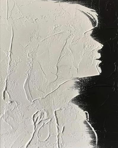 Tableau abstrait en noir et blanc visage féminin sur toile - 50x70cm sans cadre
