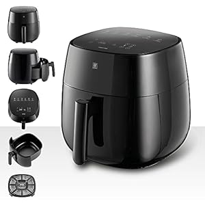 ZWILLING Air Fryer, heteluchtfriteuse, 4 l, 6 programma’s, 1.400 watt, frituren, koken en bakken zonder vet, incl. receptenboek, zwart